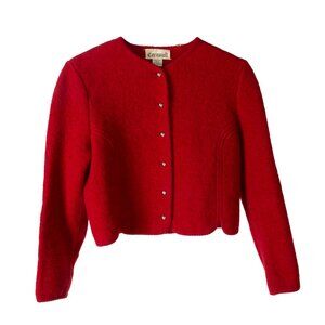 Vintage 100% Wool Sweater Button Front Cardigan  Cropped Small